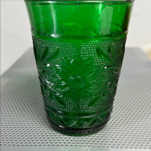 Vintage Anchor Hocking Forest Green Sandwich Glass, Juice Glass - Picture 2 of 6